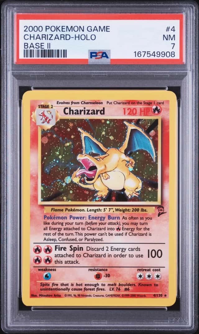 2000 POKEMON BASE SET 2 #4 CHARIZARD-HOLO PSA 7