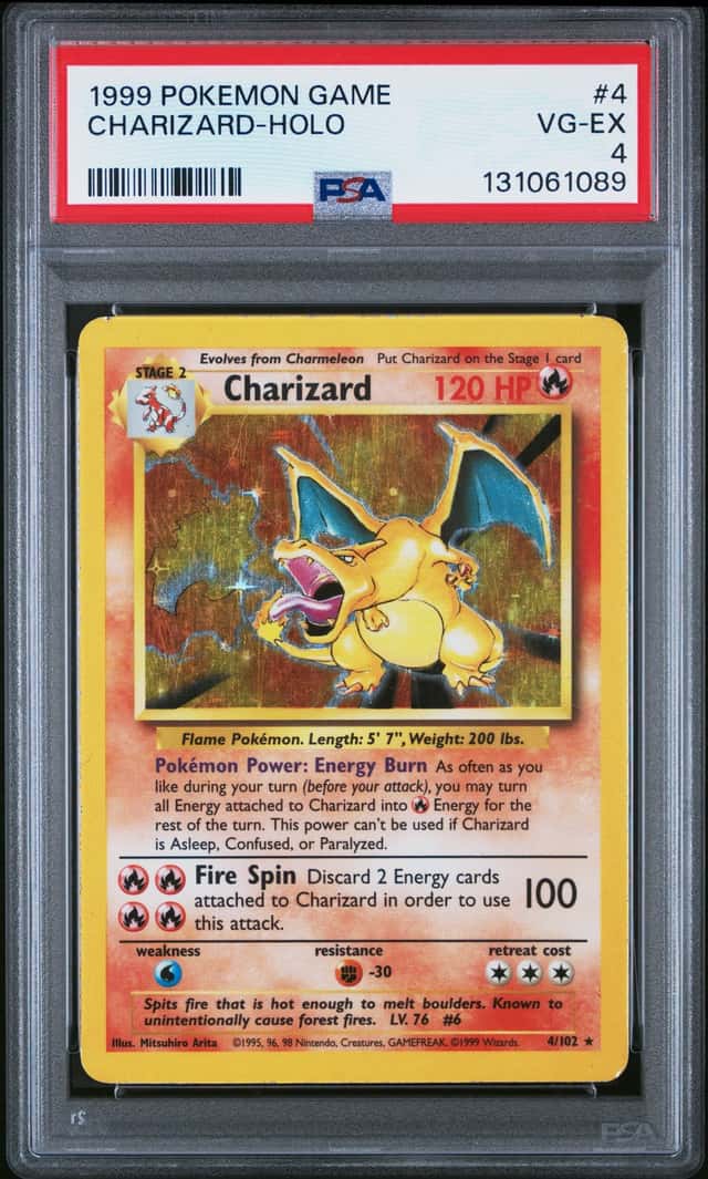 POKEMON BASE SET CHARIZARD 1999 #4 HOLO PSA 4