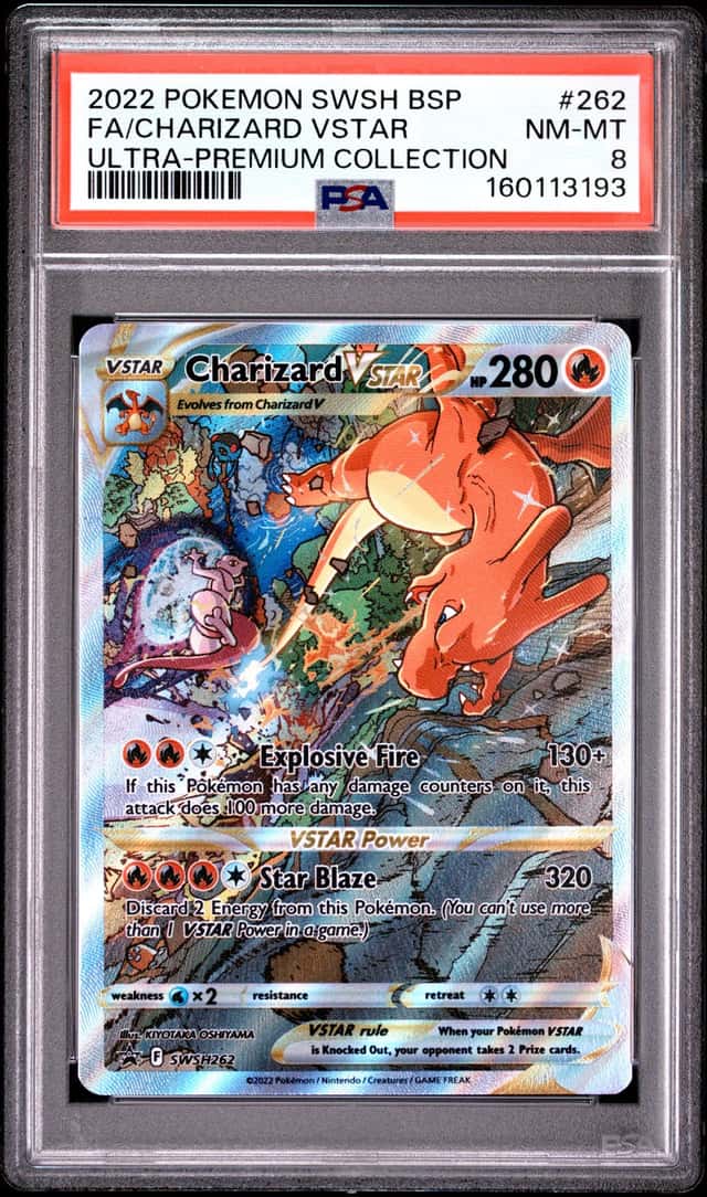 2022 POKEMON SWSH BLACK STAR PROMO #262 FULL ART/CHARIZARD VSTAR PSA 8