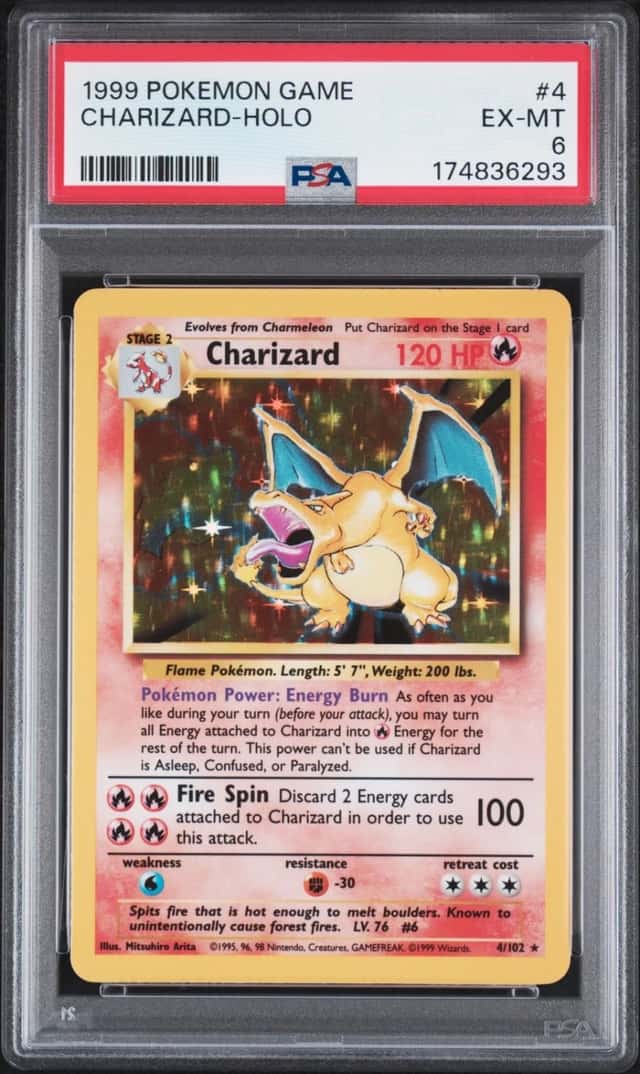 1999 POKEMON BASE SET UNLIMITED #4 CHARIZARD-HOLO PSA 6