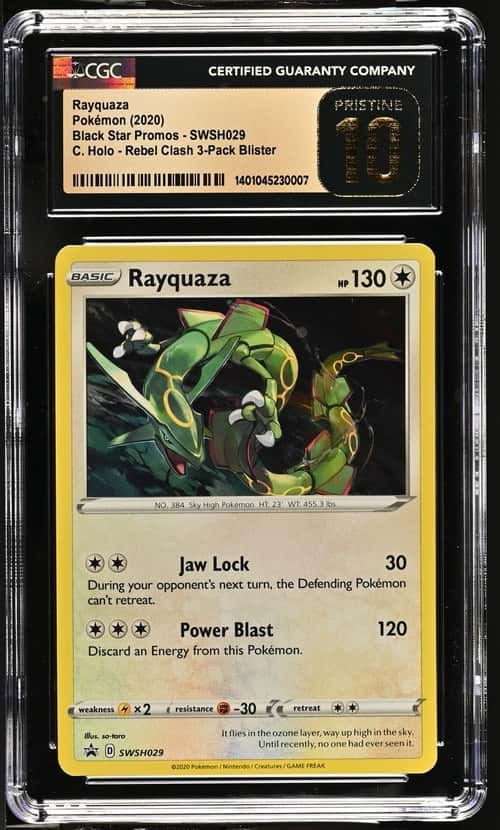 2020 Pokemon Sword and Shield Black Star Promo Cosmos Holo Rayquaza #029
