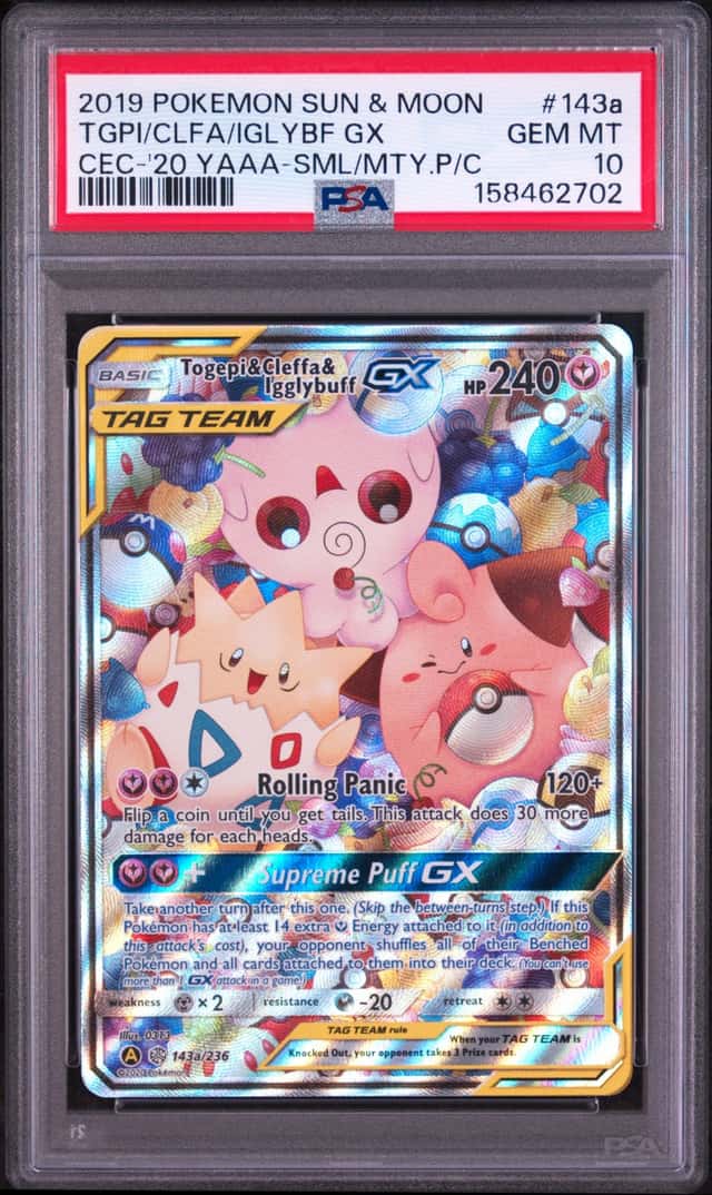 2019 Pokemon Sun and Moon Cosmic Eclipse Yellow A Alternate Art Small But Mighty Premium Collection Cleffa/Igglybuff/Togepi Gx #143a