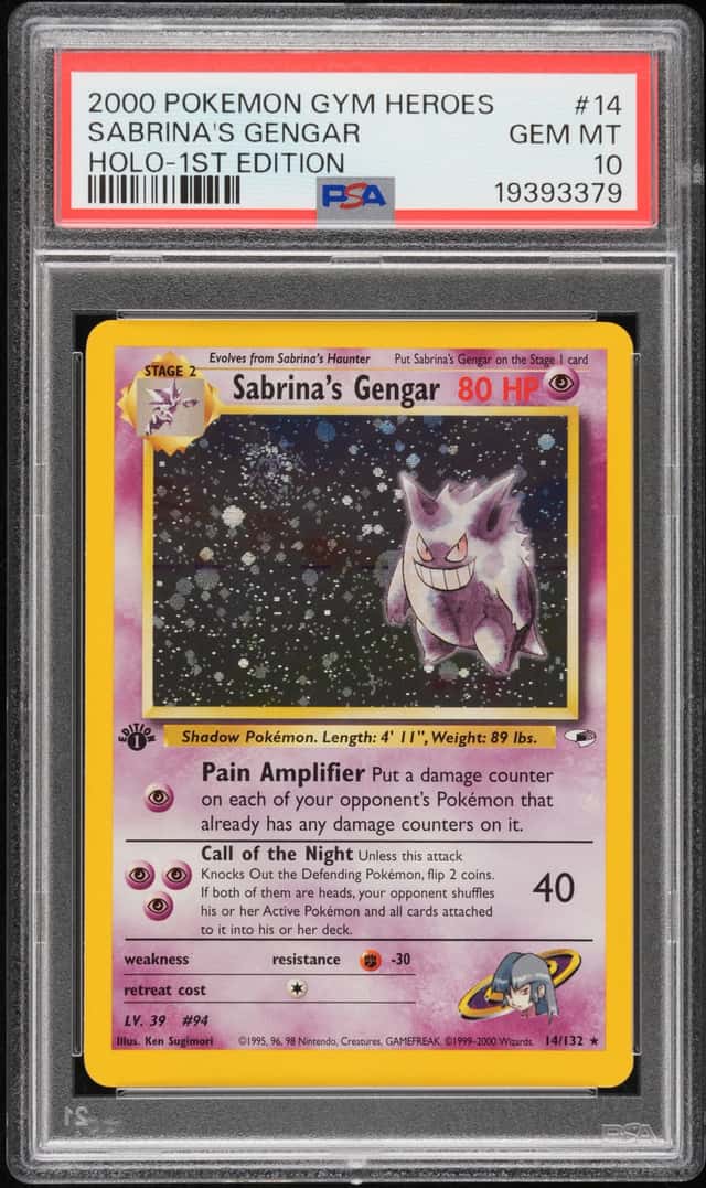 2000 Pokemon Gym Heroes 1st Edition Holo Sabrina's Gengar #14
