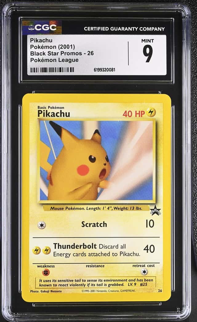 2001 Pokemon League Black Star Promo Pikachu #26 CGC 9 MINT