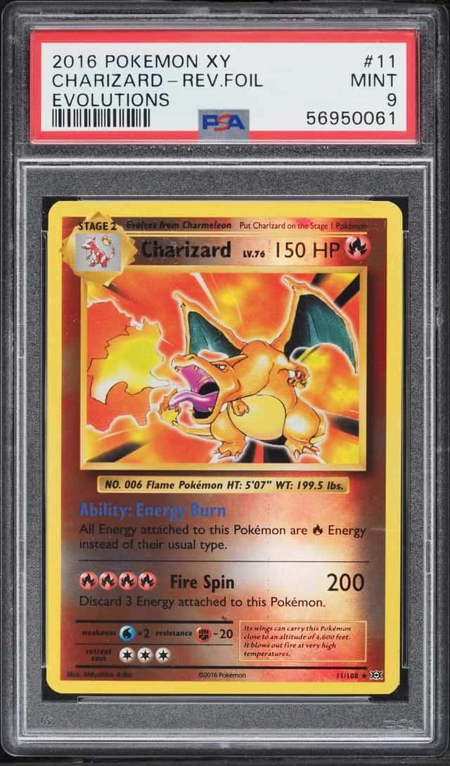 2016 Pokemon XY Evolutions Reverse Holo Charizard #11 PSA 9 MINT