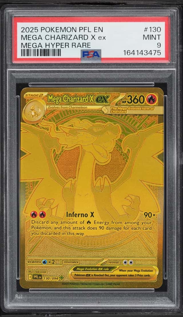 2025 Pokemon Mega Evolution Phantasmal Flames MHR Mega Charizard X EX #130 PSA 9 MINT