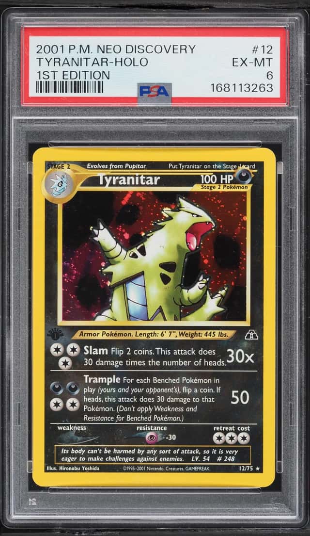 2001 Pokemon Neo Discovery 1st Edition Holo Tyranitar #12 PSA 6 EXMT