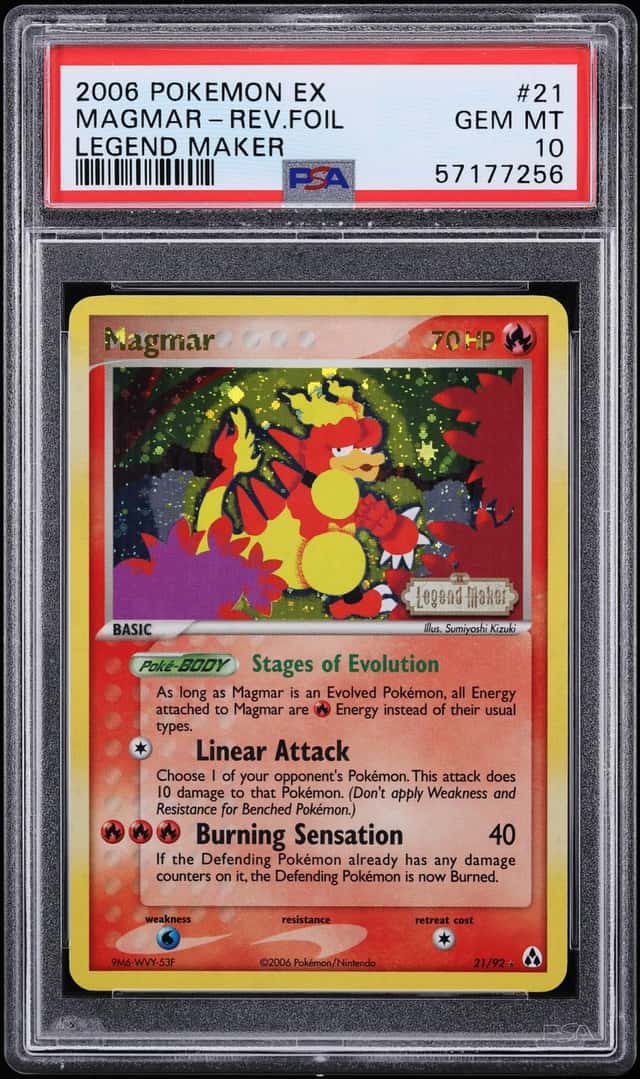 2006 Pokemon EX Legend Maker Reverse Holo Magmar #21 PSA 10 GEM MINT