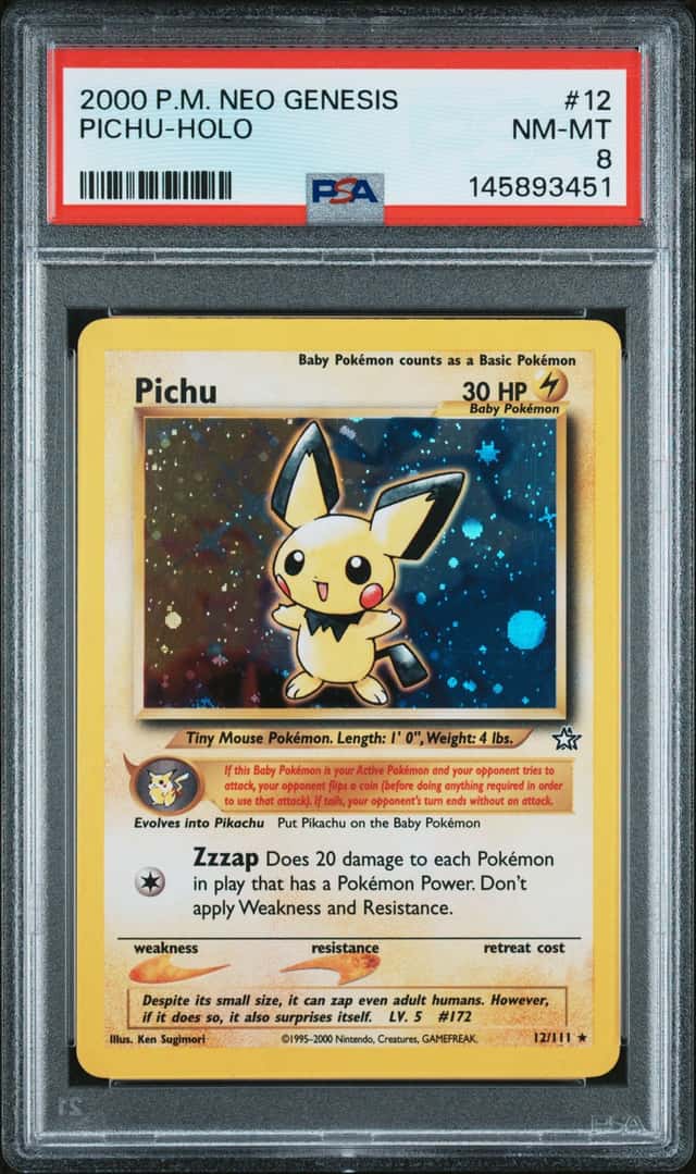 2000 Pokemon Neo Genesis Holo Pichu #12 PSA 8 NM-MT