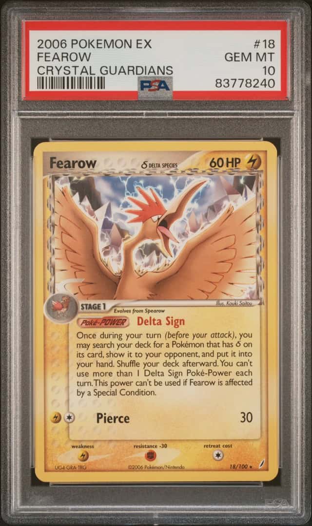 Pokemon Card PSA 10 Fearow 18/100 (Delta Species) EX Crystal Guardians Regular