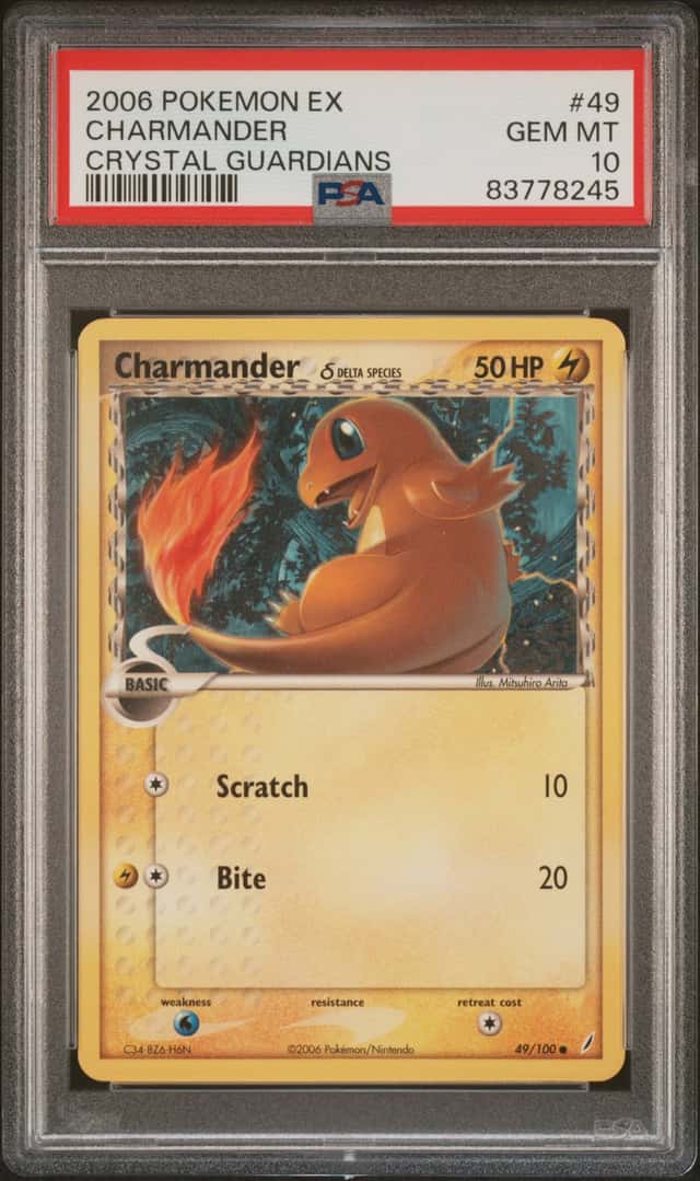 Pokemon Card PSA 10 Charmander 49/100 (Delta Species) EX Crystal Guardians