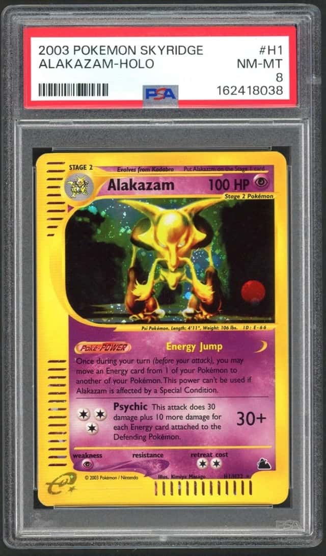 Pokemon Card - PSA 8 Alakazam H1/H32 - Skyridge Holo - NM-MT