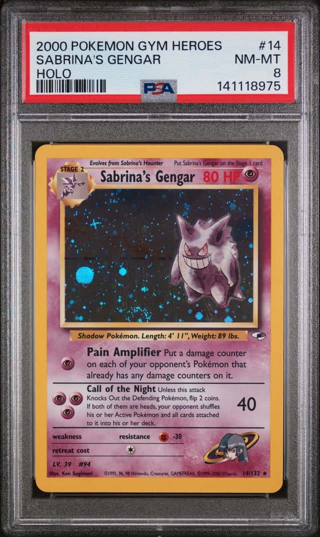 Pokemon TCG Gym Heroes Sabrina's Gengar 14/132 Holo Unlimited PSA 8