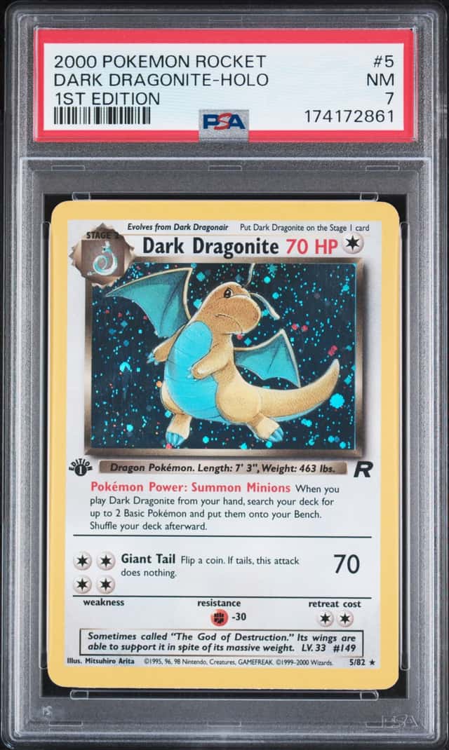 Pokemon Card PSA 7 1st Edition Dark Dragonite 5/82 Team Rocket Holo