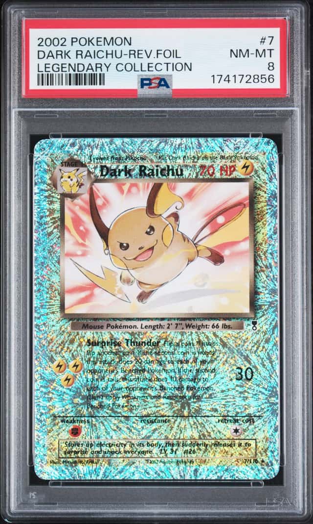 Pokemon Card PSA 8 Dark Raichu 7/110 Legendary Collection Reverse Holo