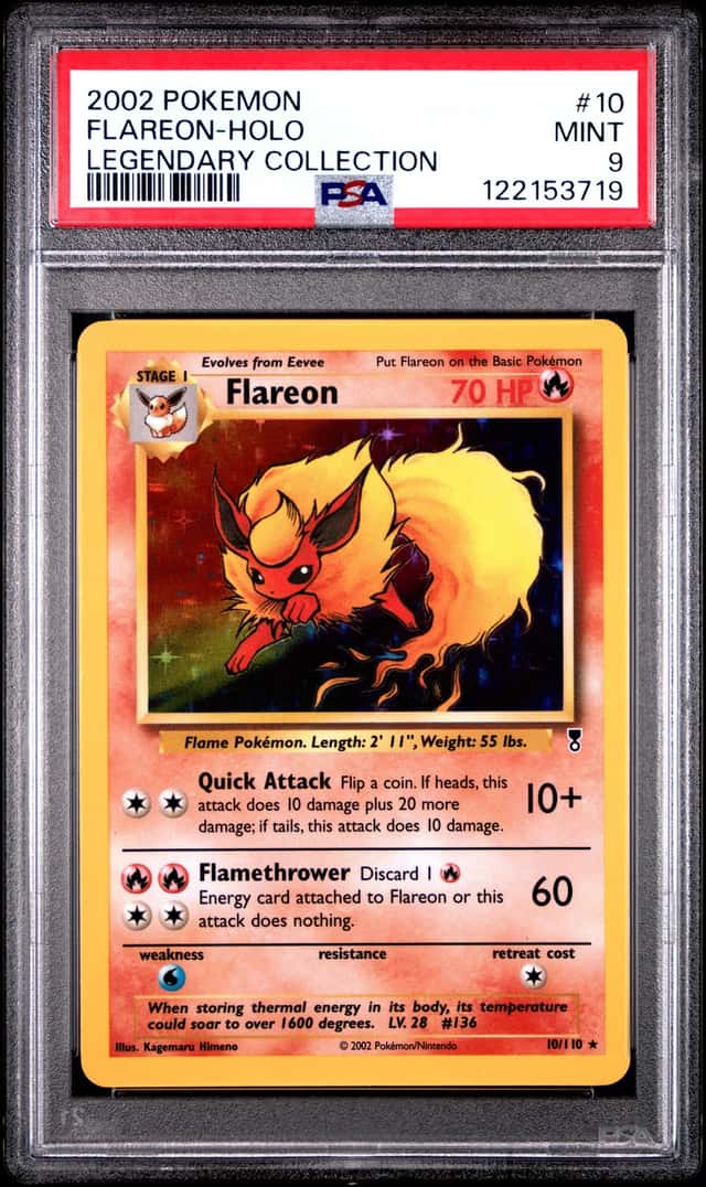2002 POKEMON LEGENDARY COLLECTION #10 FLAREON-HOLO POP 301