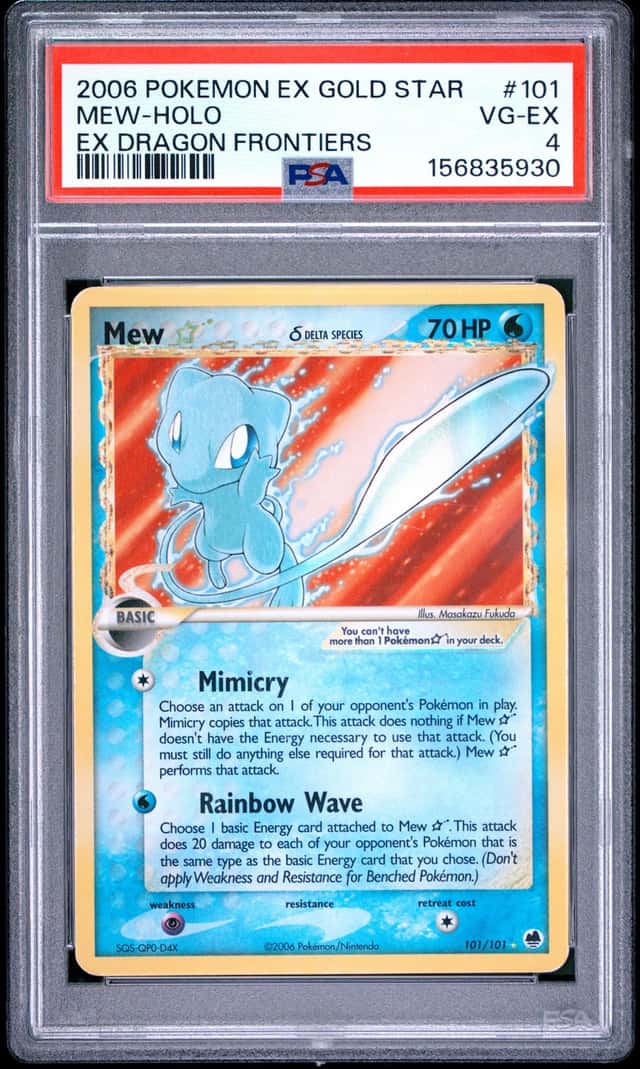 POKEMON GOLD STAR MEW 2006 EX DRAGON FRONTIERS #101 HOLO PSA 4