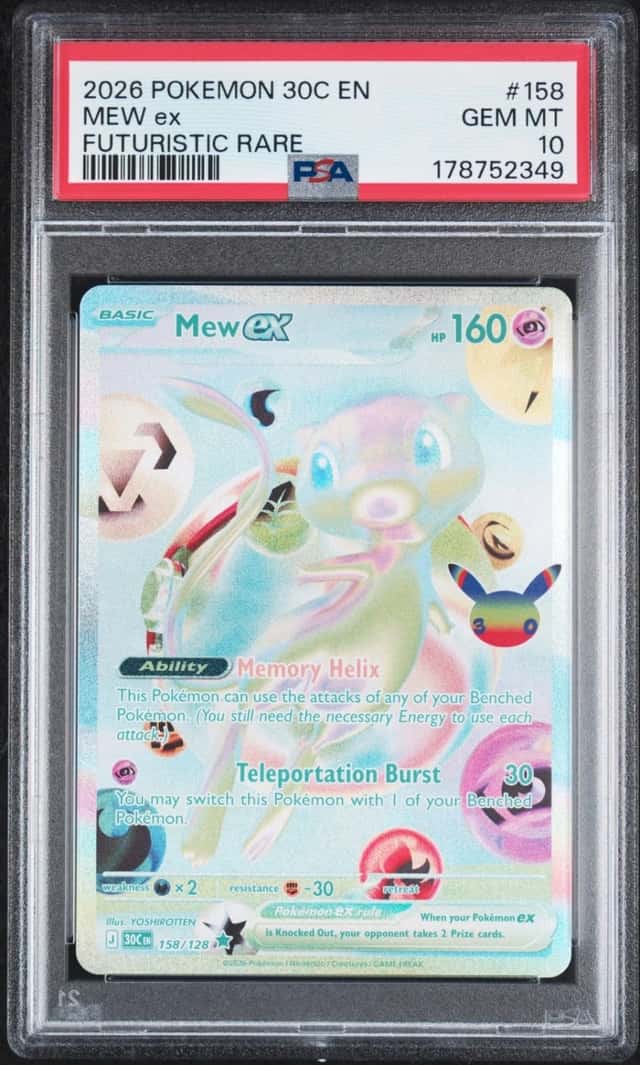 2026 POKEMON 30C EN-30TH CELEBRATION FUTURISTIC RARE #158 MEW EX PSA 10