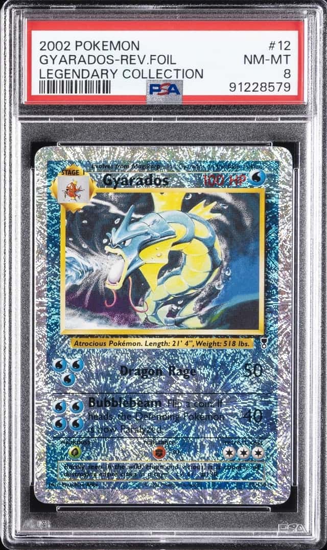 2002 POKEMON LEGENDARY COLLECTION #12 GYARADOS-REVERSE FOIL PSA 8