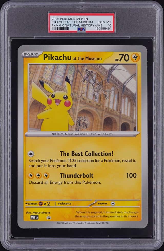 2026 POKEMON MEP EN-ME BLACK STAR PROMO PIKACHU AT THE MUSEUM PSA 10
