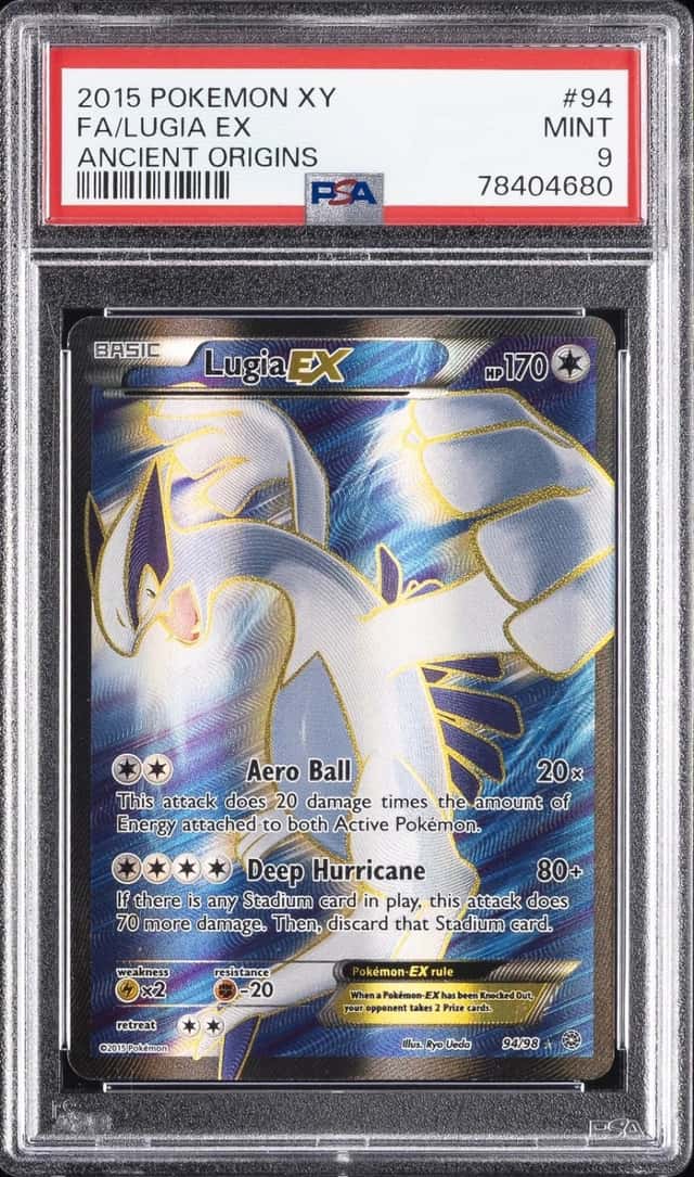 2015 POKEMON XY ANCIENT ORIGINS #94 FULL ART/LUGIA EX PSA 9