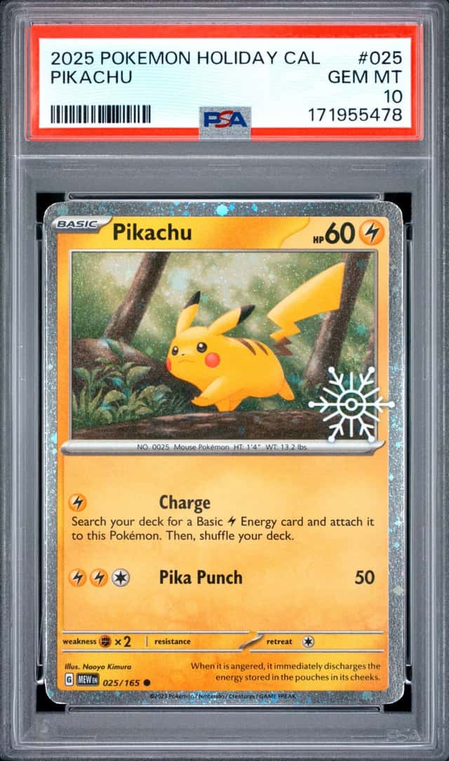 2025 POKEMON HOLIDAY CALENDAR #025 PIKACHU PSA 10