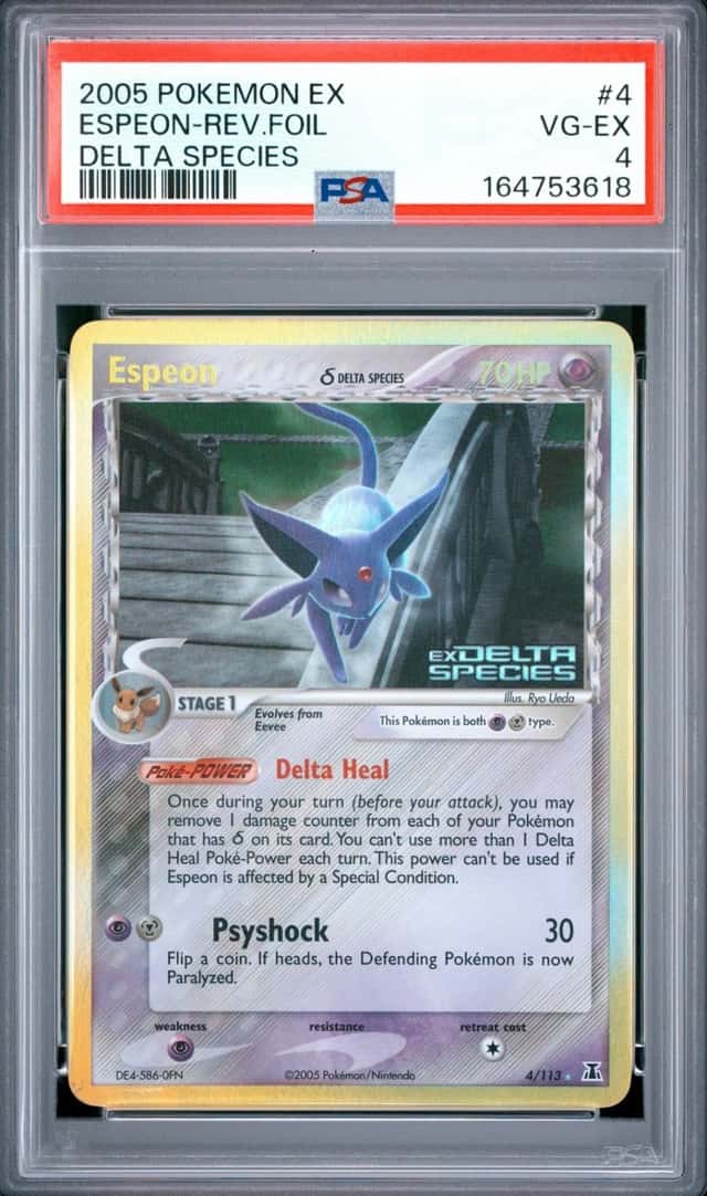 2005 POKEMON EX DELTA SPECIES #4 ESPEON-REVERSE FOIL PSA 4