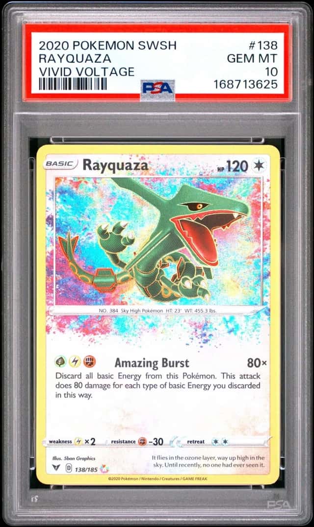 2020 POKEMON SWORD & SHIELD VIVID VOLTAGE #138 RAYQUAZA PSA 10