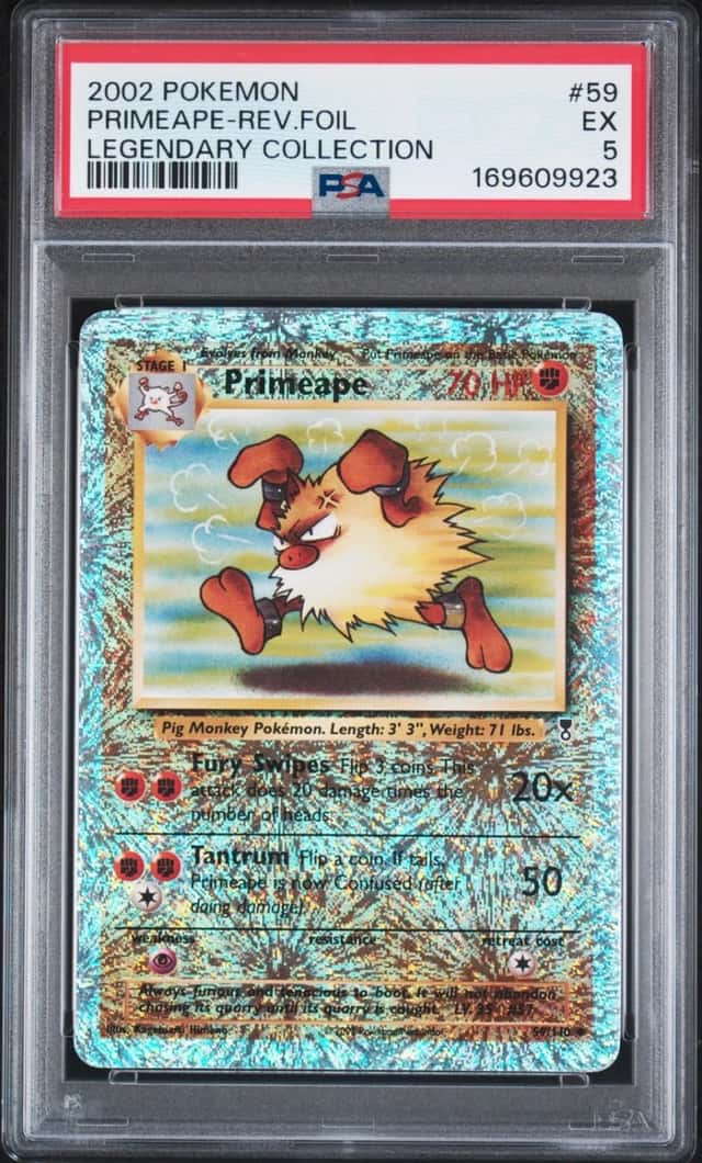 2002 POKEMON LEGENDARY COLLECTION #59 PRIMEAPE-REVERSE FOIL PSA 5