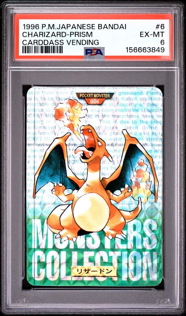 1996 Pokemon CHARIZARD PRISM #6 Carddass Vending Pocket Monsters JPN PSA 6