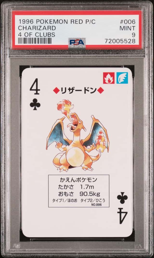 1996 Pokemon Red Poker Set Nintendo Playing Card Charizard #6 PSA 9 MINT