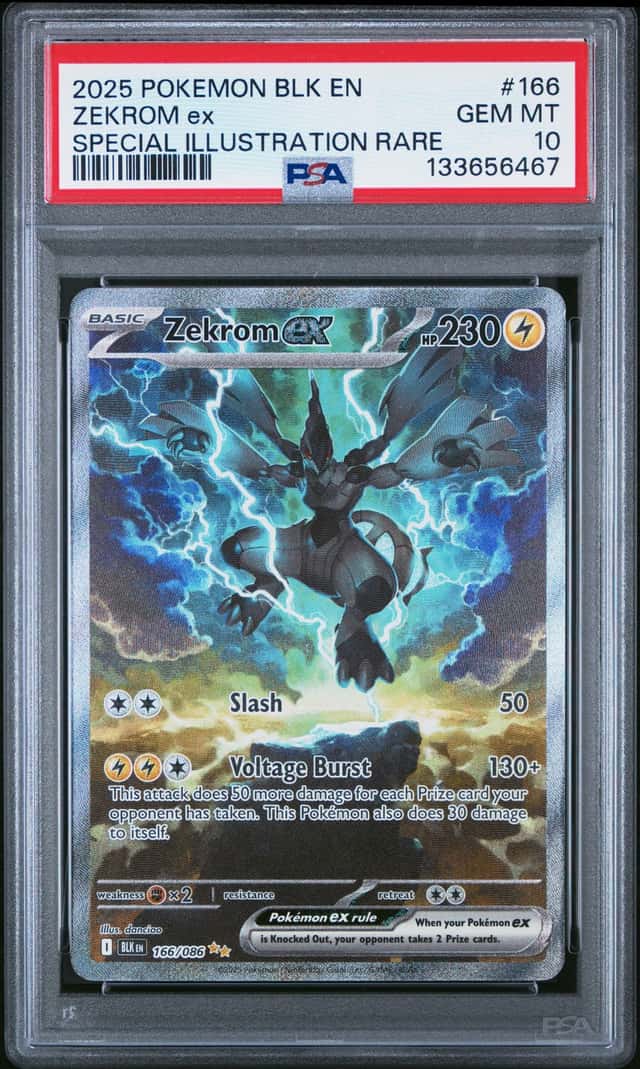 ZEKROM EX 2025 POKEMON BLACK BOLT 166/086 SIR PSA 10 Q3963-7