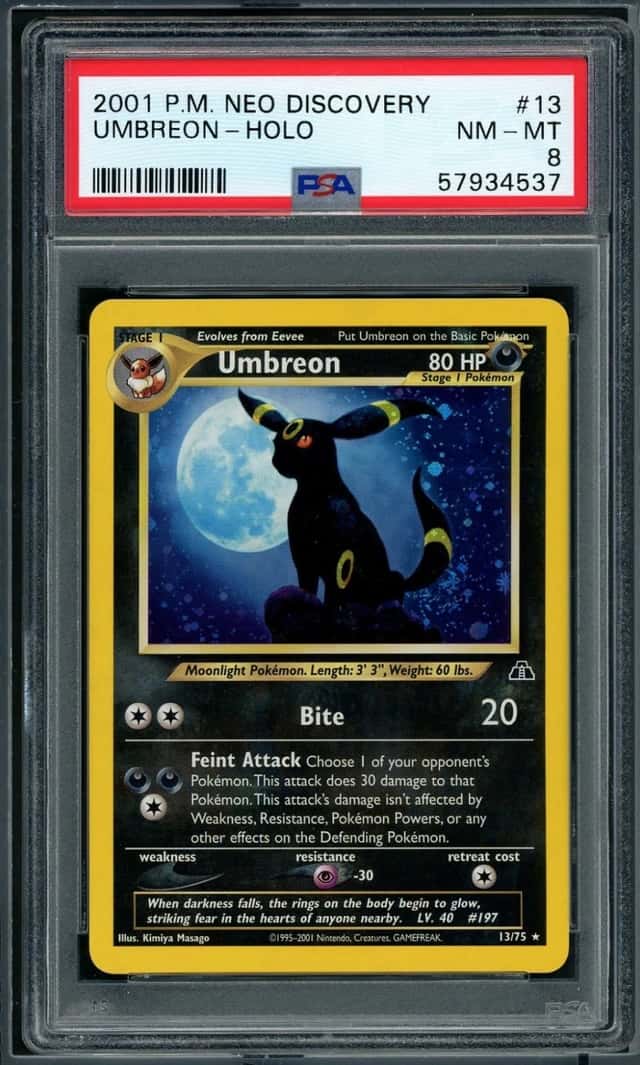 2001 POKEMON UMBREON-HOLO NEO DISCOVERY #13 PSA 8