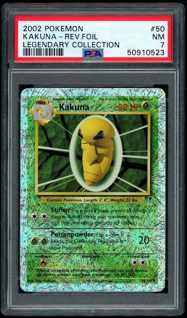 POKEMON KAKUNA-REV.FOIL 2002 LEGENDARY COLLECTION #50 PSA 7
