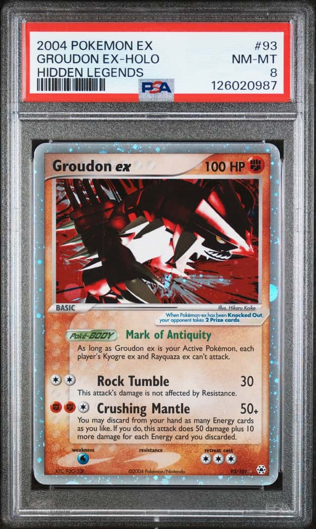 2004 Pokemon EX Hidden Legends Groudon Holo #93/101 PSA 8