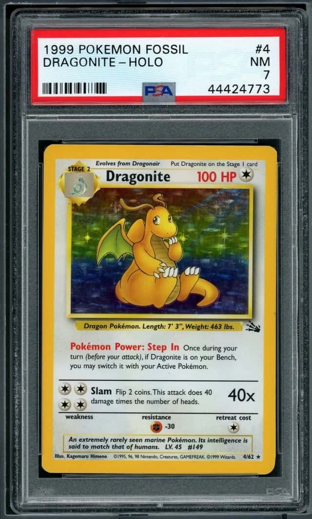 POKEMON DRAGONITE 1999 FOSSIL #4 HOLO PSA 7