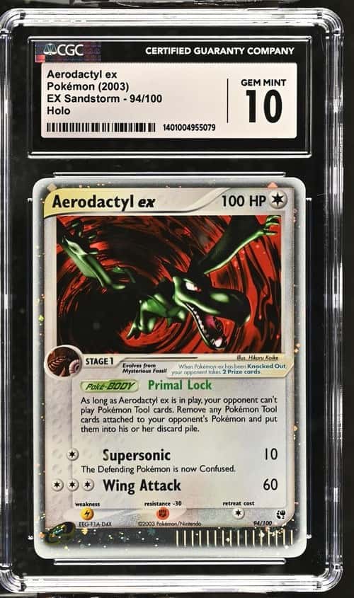 Pokémon Aerodactyl ex 2003 EX Sandstorm 94/100 Holo CGC 10