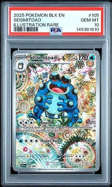 POKEMON SEISMITOAD 2025 BLK EN-BLACK BOLT #105 ILLUSTRATION RARE PSA 10