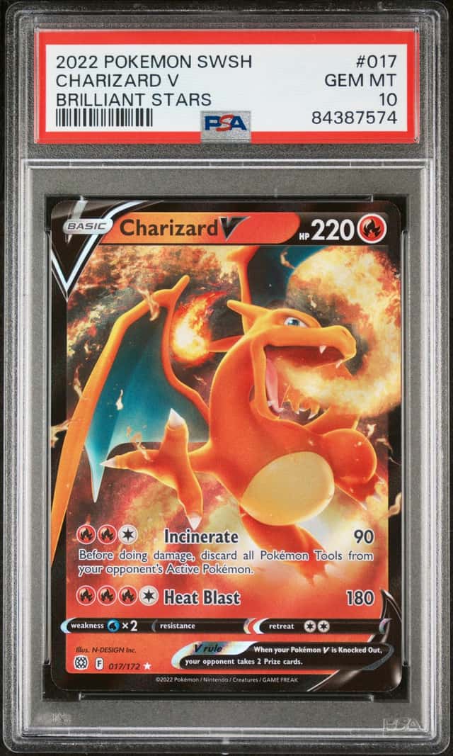 2022 Pokemon Sword & Shield Brilliant Stars 017 Charizard V - PSA 10