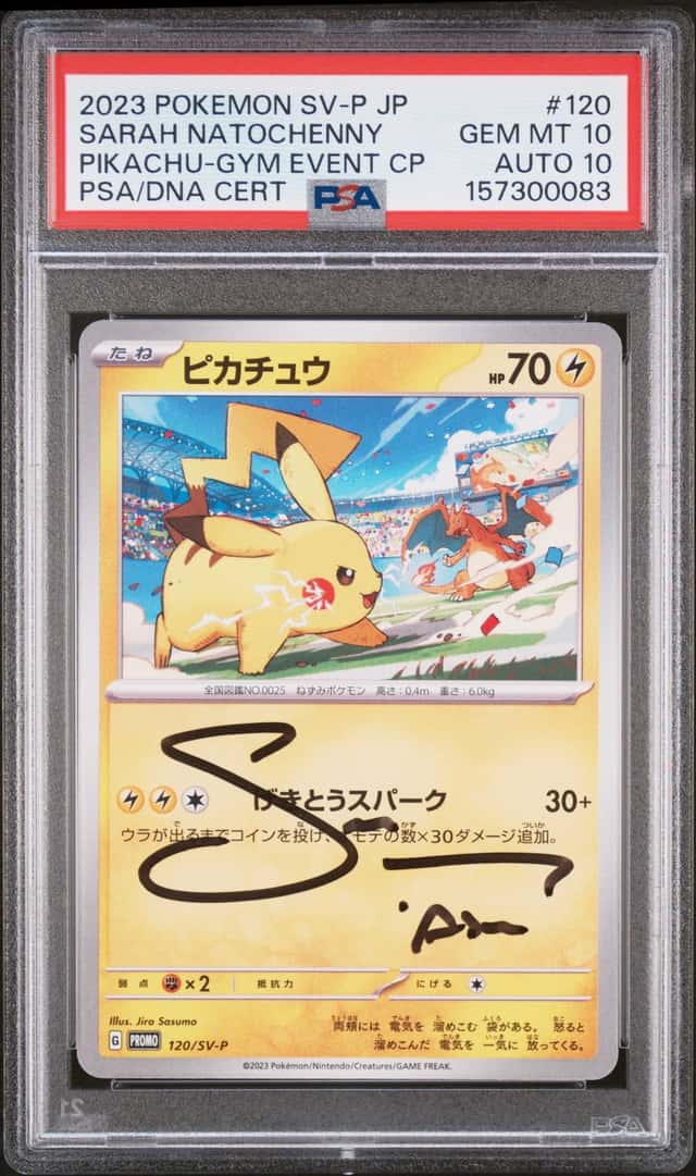 2023 Pokemon Pikachu Gym Event Campaign Sarah Natochenny Signed PSA 10 Auto 10