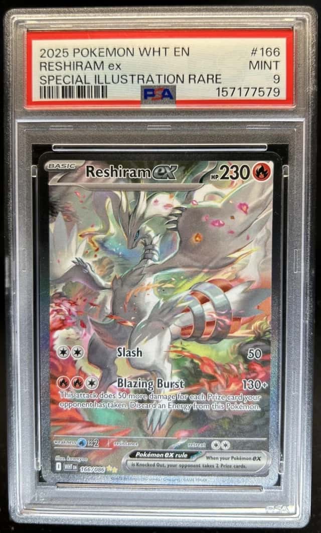 2025 Pokemon White Flare Reshiram ex Special Illustration Rare 166/086 PSA 9 79