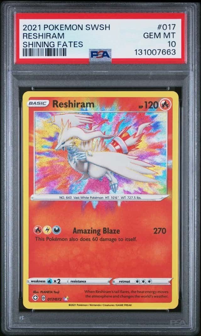 2021 POKEMON SWORD & SHIELD SHINING FATES #017 RESHIRAM PSA 10
