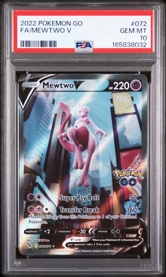 2022 Pokemon SWSH Pokemon GO Mewtwo V Full Art #072/078 PSA 10 GEM MINT