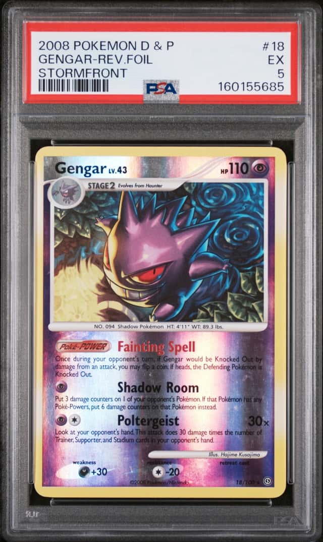2008 Pokemon D & P Stormfront #18 Gengar Reverse Foil PSA 5 EX