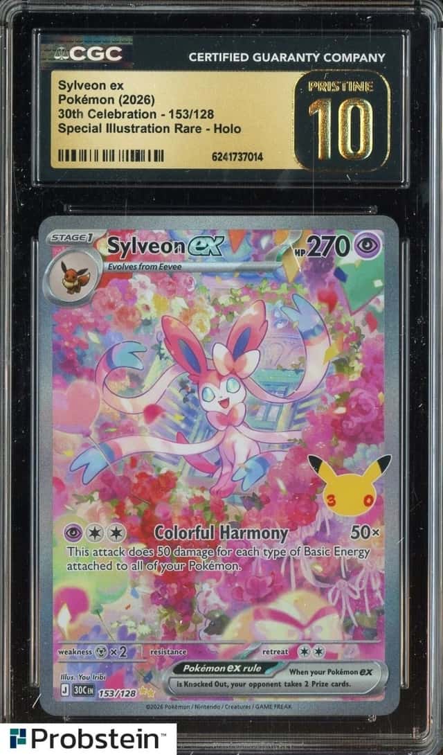 2026 Pokemon 30th Celebration Sylveon ex #153/128 SIR Holo CGC 10 PRISTINE
