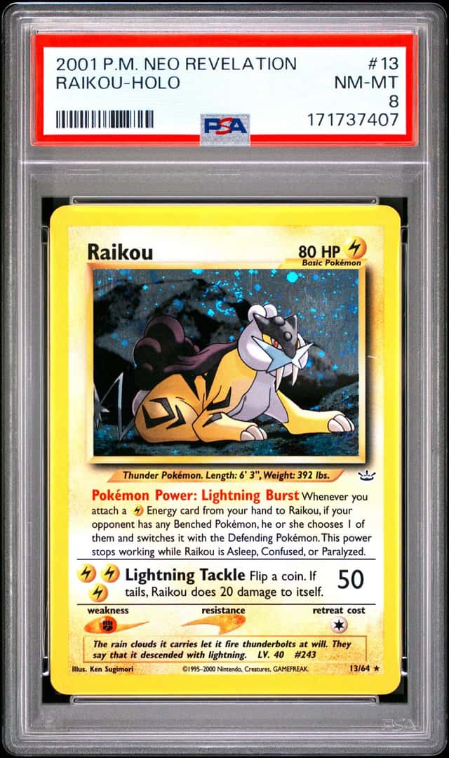 2001 Pokemon Neo Revelation #13 Raikou Holo PSA 8