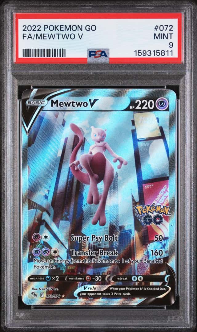 Mewtwo V 072/078 Pokemon GO 2022 PSA Graded Full Art Holo Ultra Rare