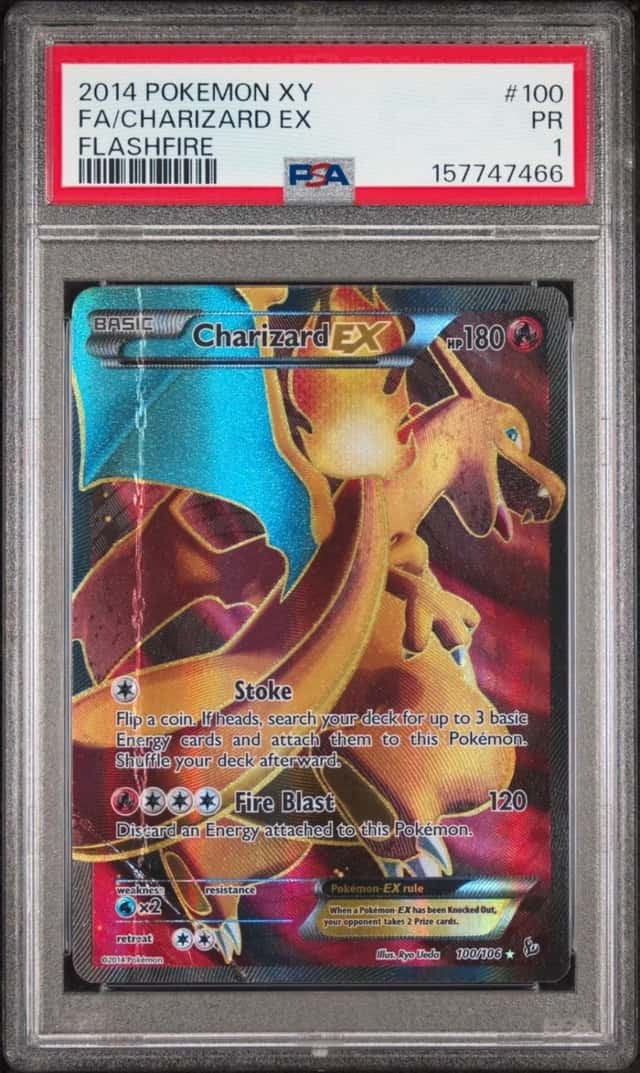 2014 POKEMON XY FLASHFIRE #100 FULL ART/CHARIZARD EX PSA 1