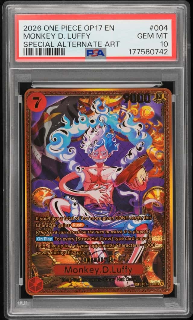 2026 ONE PIECE OP17-THE WORLD'S STRONGEST WARRIORS #004 MONKEY D. LUFFY PSA 10