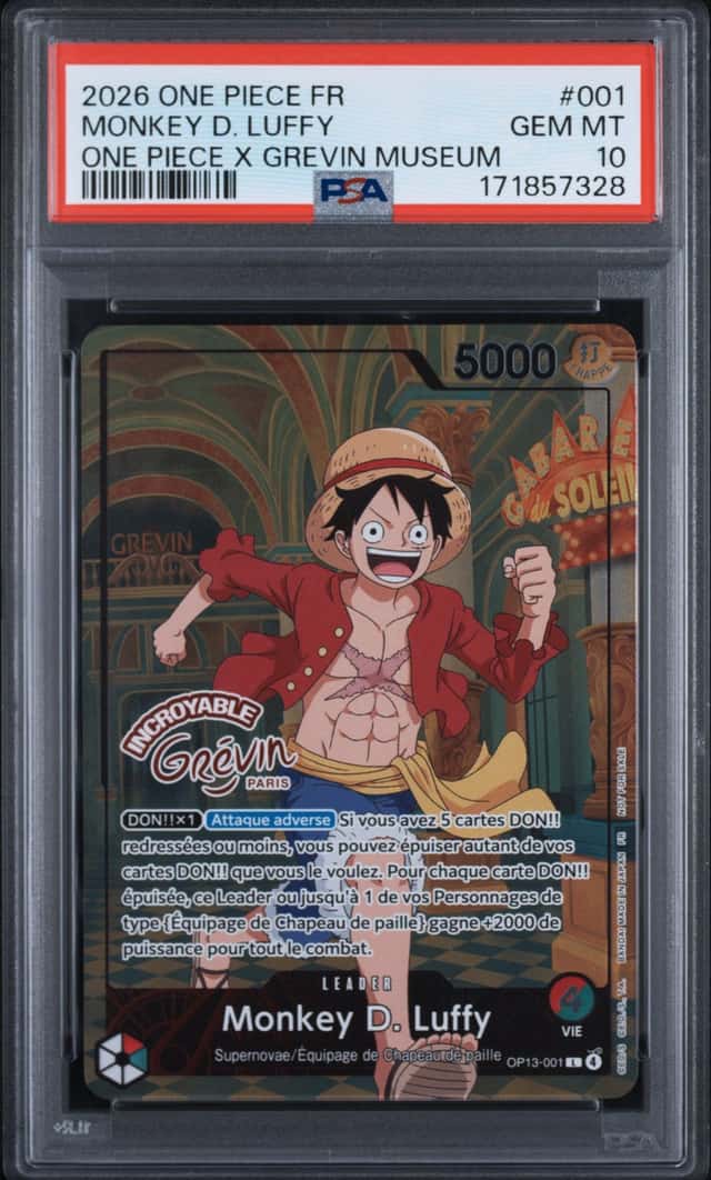 One Piece Monkey D Luffy OP13-001 X Museum Grevin Promo Paris Exclusive PSA 10